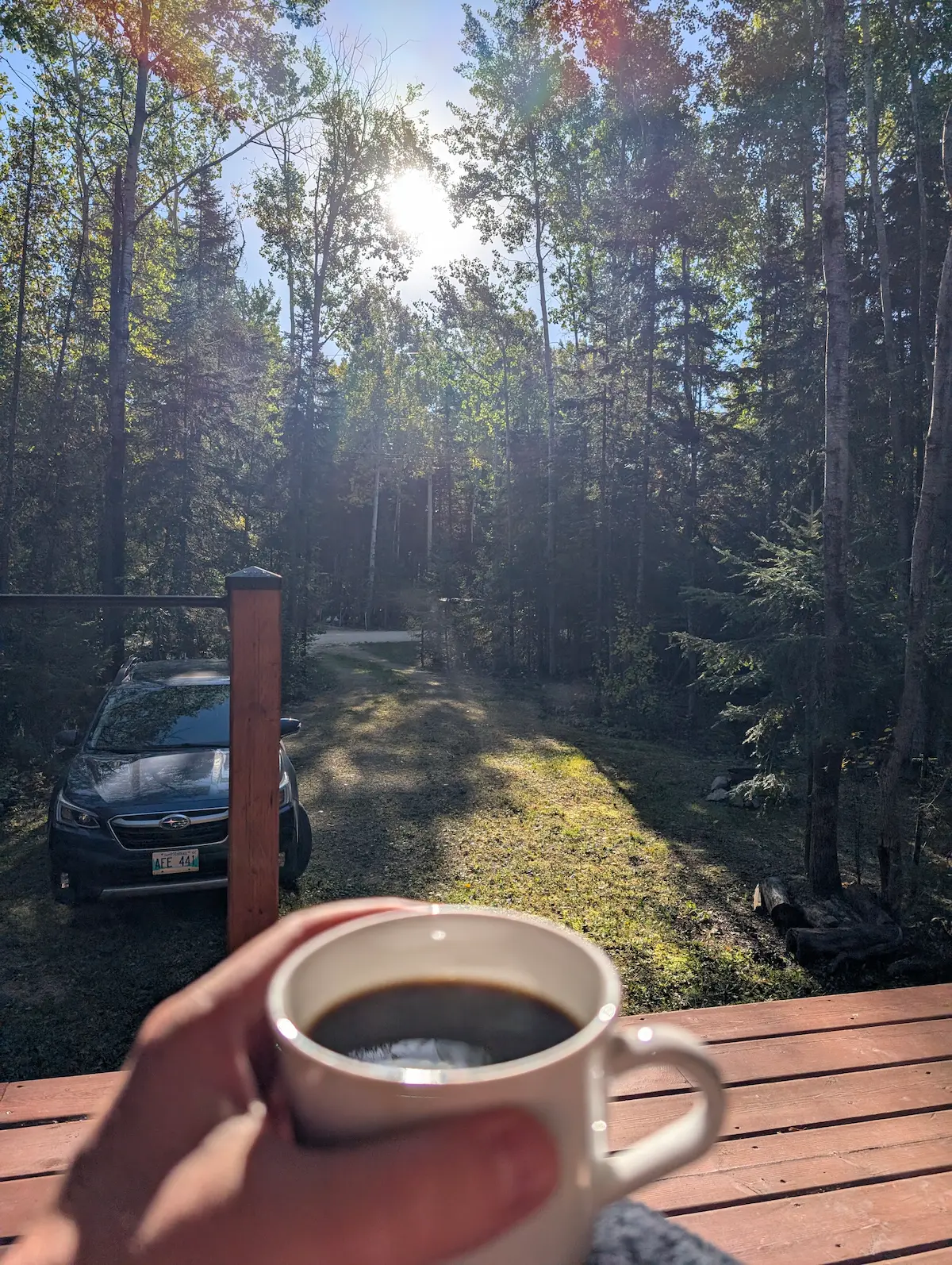Morning coffee on the deck.